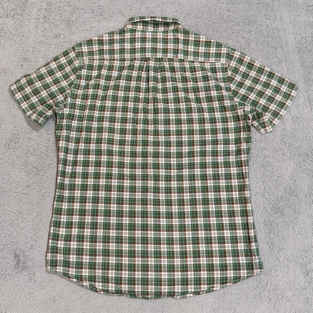 Relwen Shirt Mens Medium Madras Plaid Teal/Brown/White S/S Button Down Cotton - Picture 5 of 8